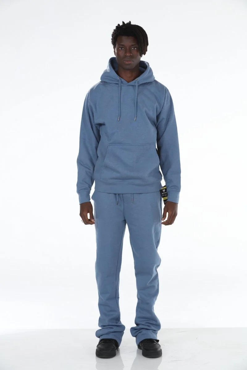 Denim Blue Stacked Flare Sweatsuit — Stylo Blanks