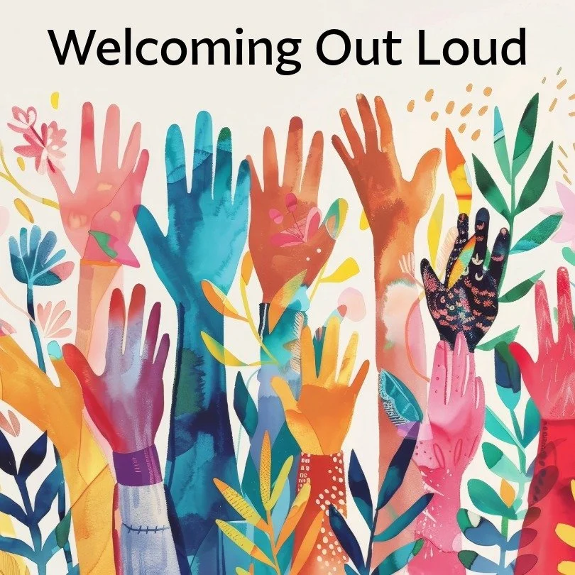 Illustration of many-colored hands raised up.