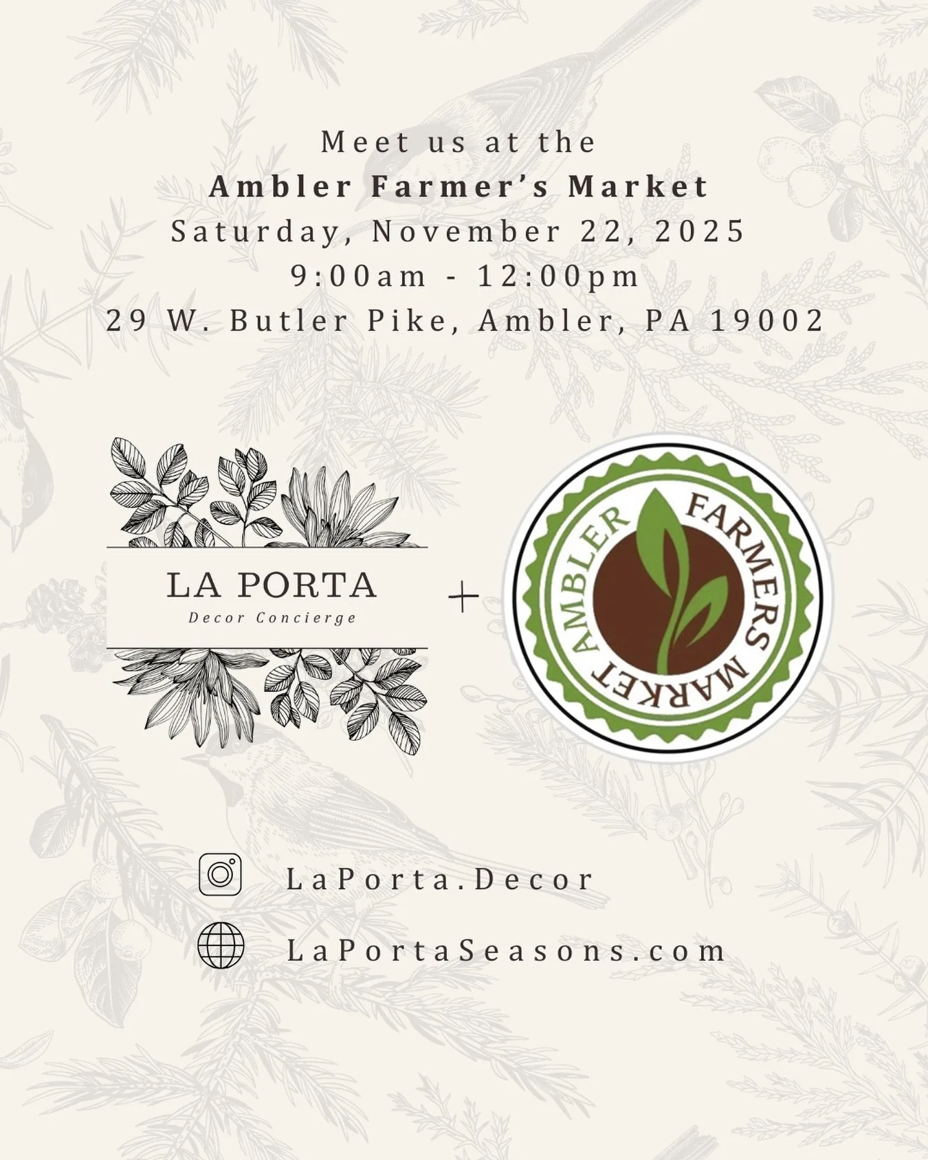 We are so excited to debut our holiday items at the Ambler Farmer&rsquo;s Market this Saturday. If you are getting your home ready for Thanksgiving guests, or just looking to add a seasonal touch to your space, please stop by and see what we have in 