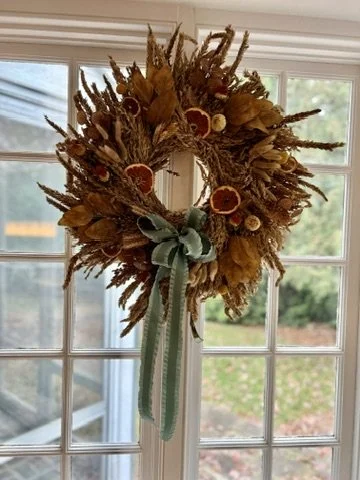 Dried Citrus Wreath with Blue-Green Velvet Bow