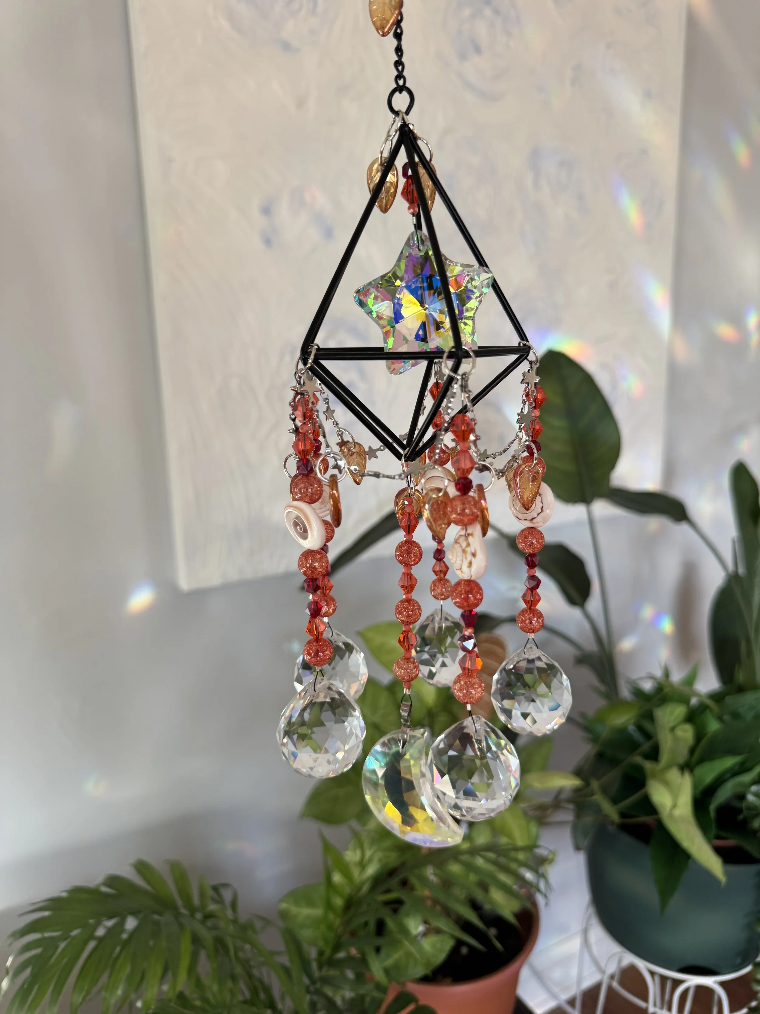 Fire Moon + Star Cage Suncatcher