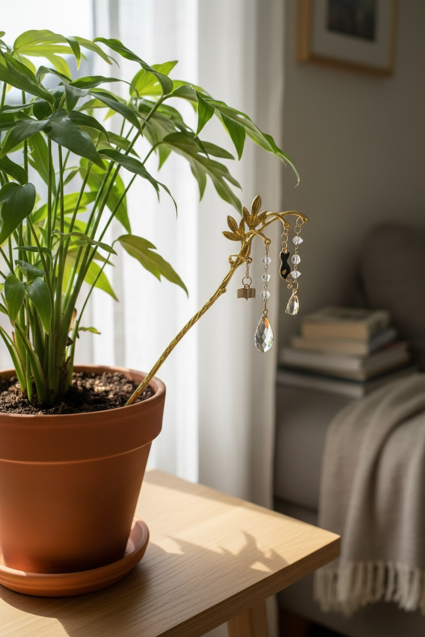 Plant Charm Wand – Black Cat + Book