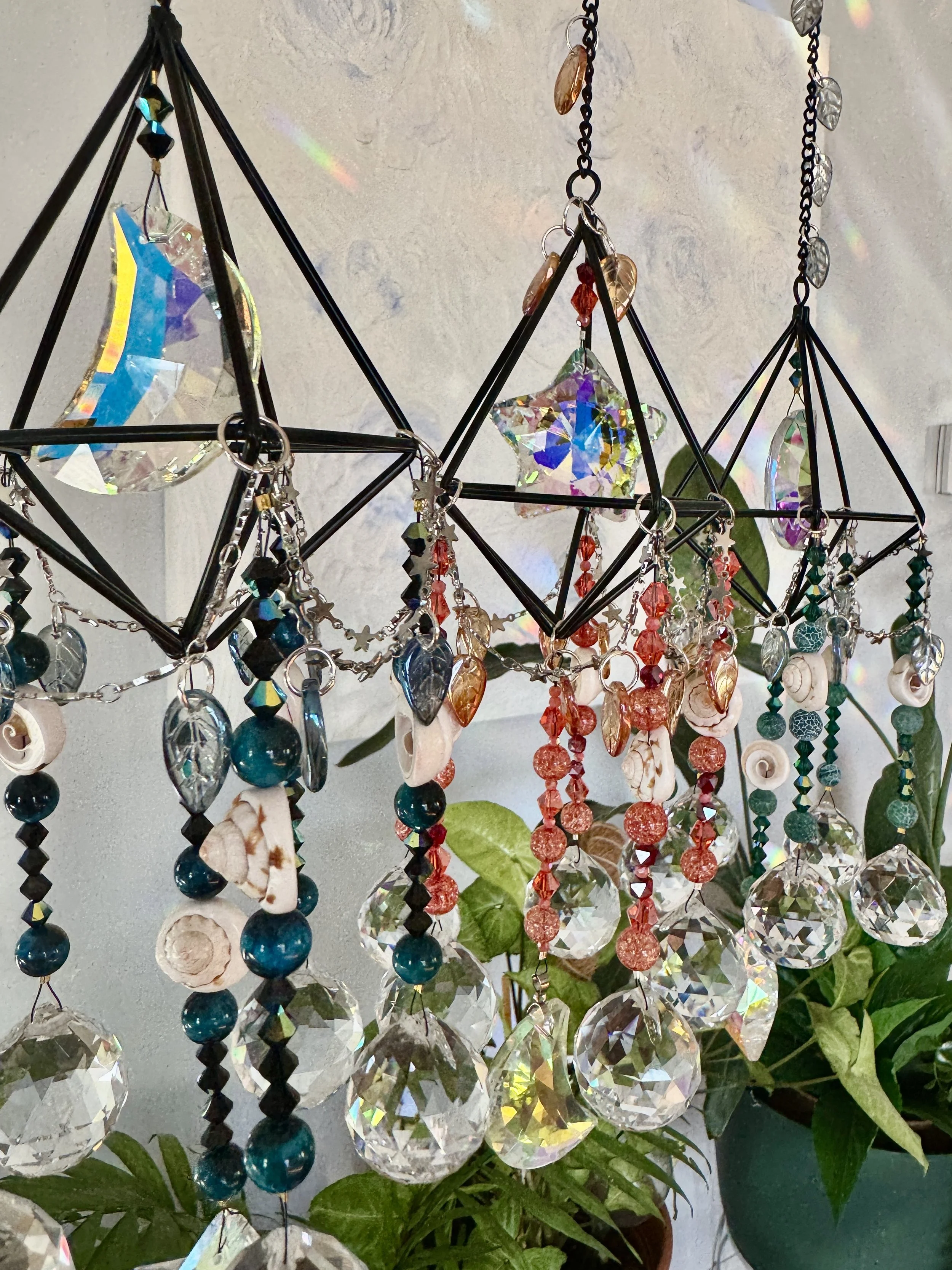 group of moon Star Cage Suncatchers