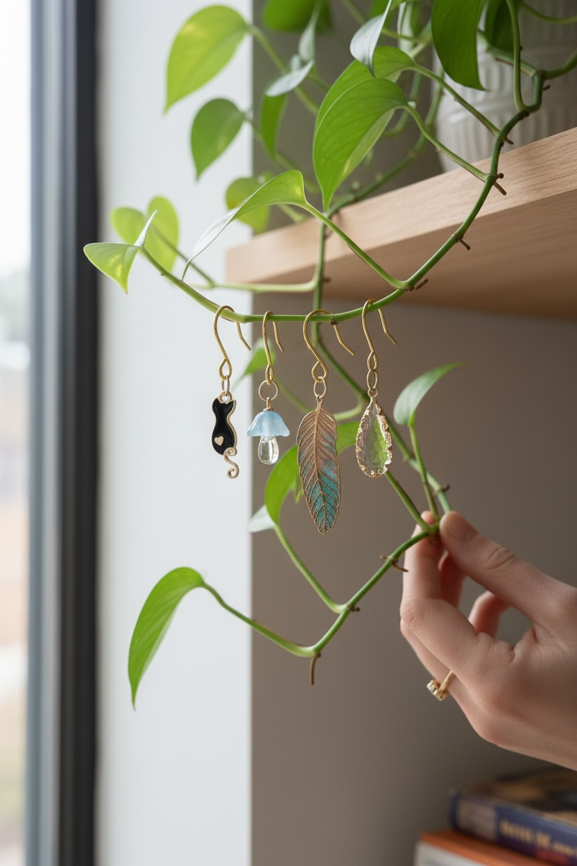 Plant Charm Set- Black Cat, Feather, Mushroom