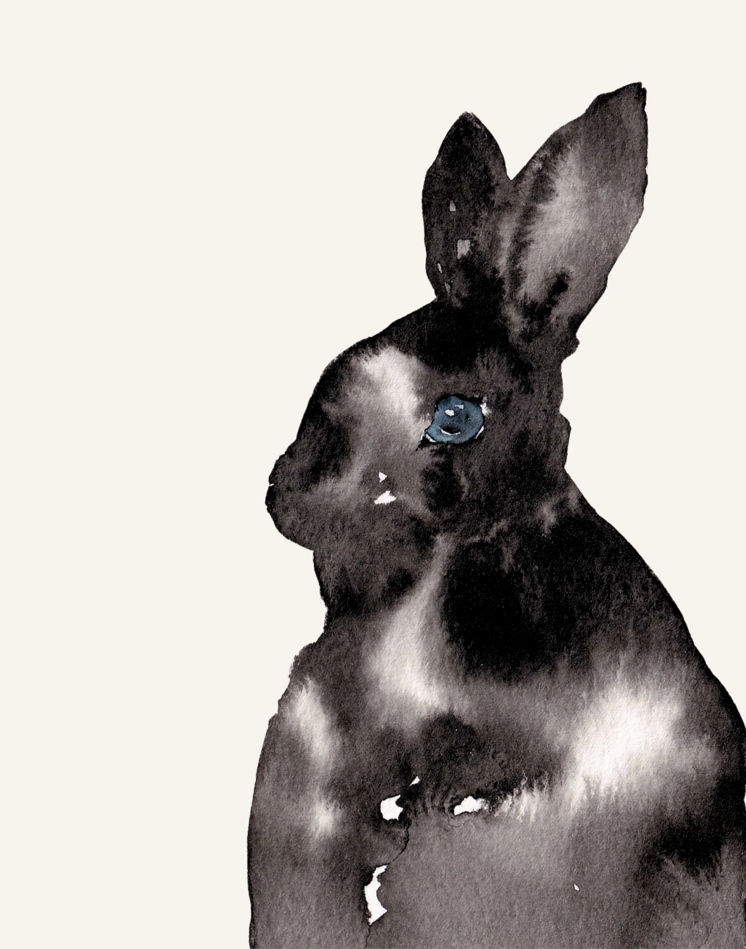 Ink Rabbit Cream Background 11x14in.jpg