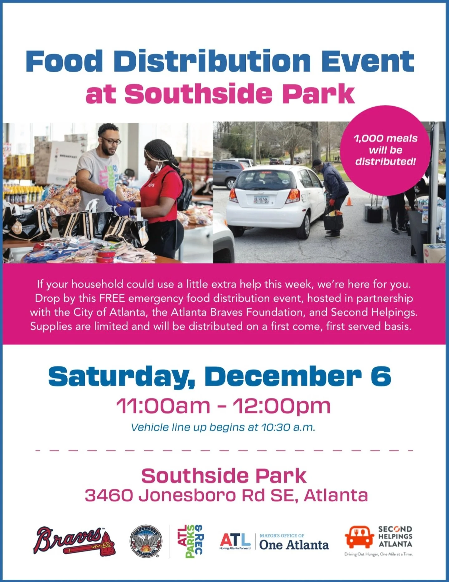 Spreading the word because we love to see this !!! The @cityofatlantaga has partnered up with the @bravesfdn and @secondhelpingsatl to serve our community! ❤️
This Saturday, they&rsquo;ll be distributing 1,000 FREE meals to Atlanta families who could
