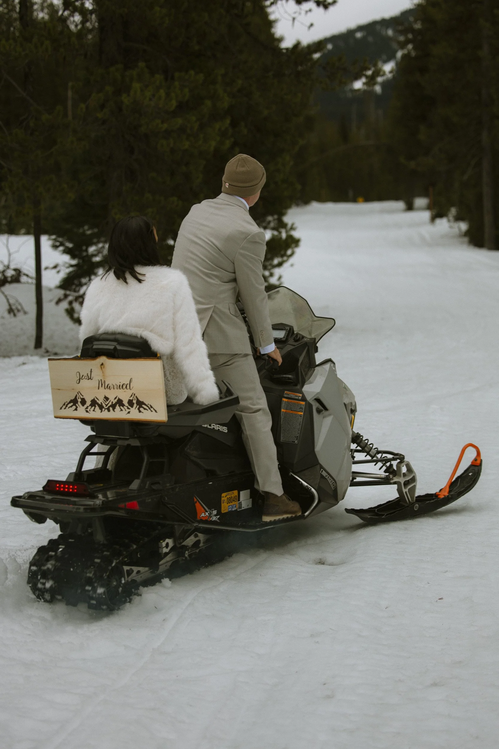 Snowmobile Elopement at Sparks Lake | A Wild Oregon Winter Wedding with Family