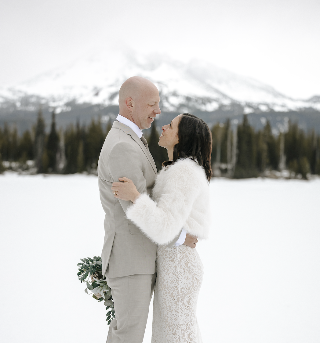 Snowmobile Elopement at Sparks Lake | A Wild Oregon Winter Wedding with Family
