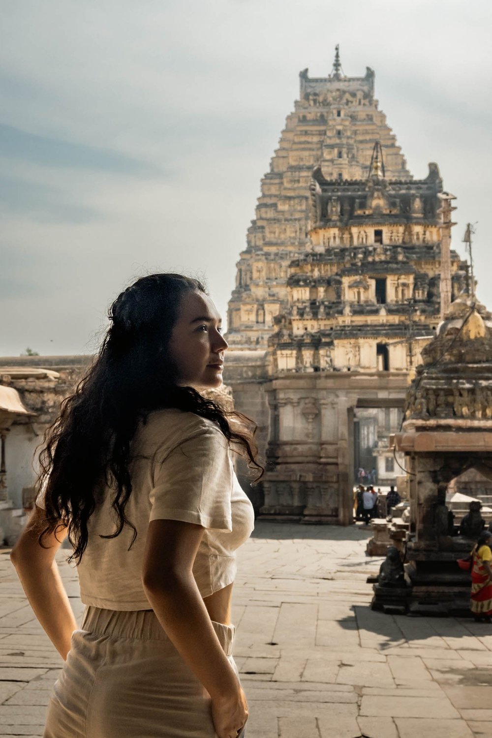 TheRealTraveler in Virupaksha Temple in Hampi India