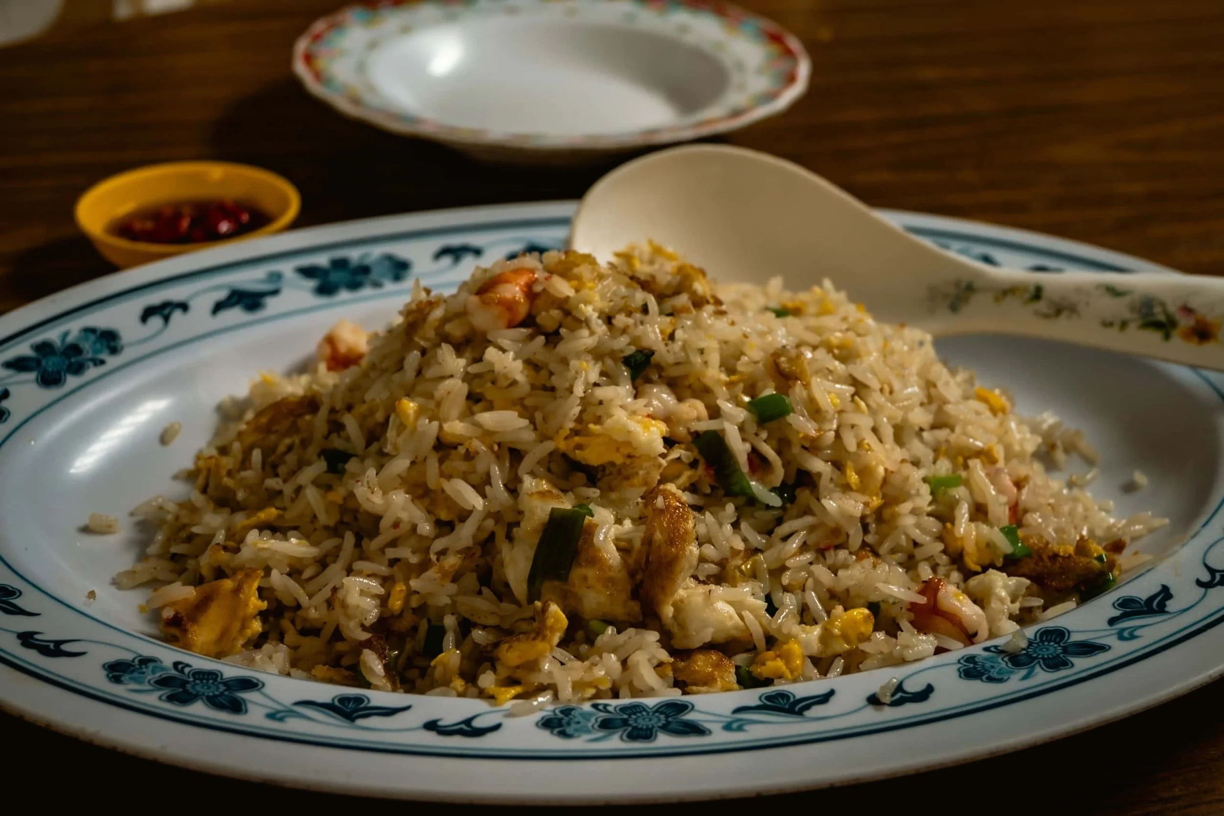 Plate of fried rice served at a local eatery on Pulau Ubin, Singapore