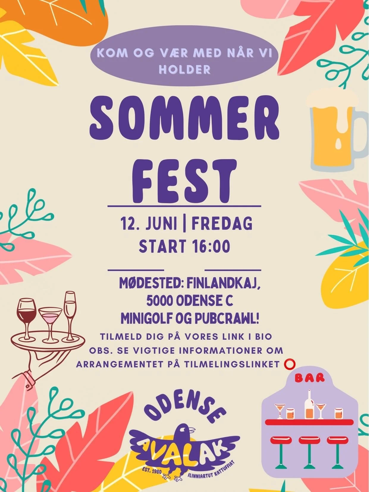 S&Aring; ER DER SOMMERFEST I AVALAK ODENSE! 😍

Vi starter ud med en god omgang minigolf, i den hyggelige del af Odense ☀️🏖️⛳️
S&aring; spiser vi l&aelig;kker mad i McDonalds 🍔🍟
Ogs&aring; bliver der skruet max p&aring; hyggen, n&aring;r vi tager 
