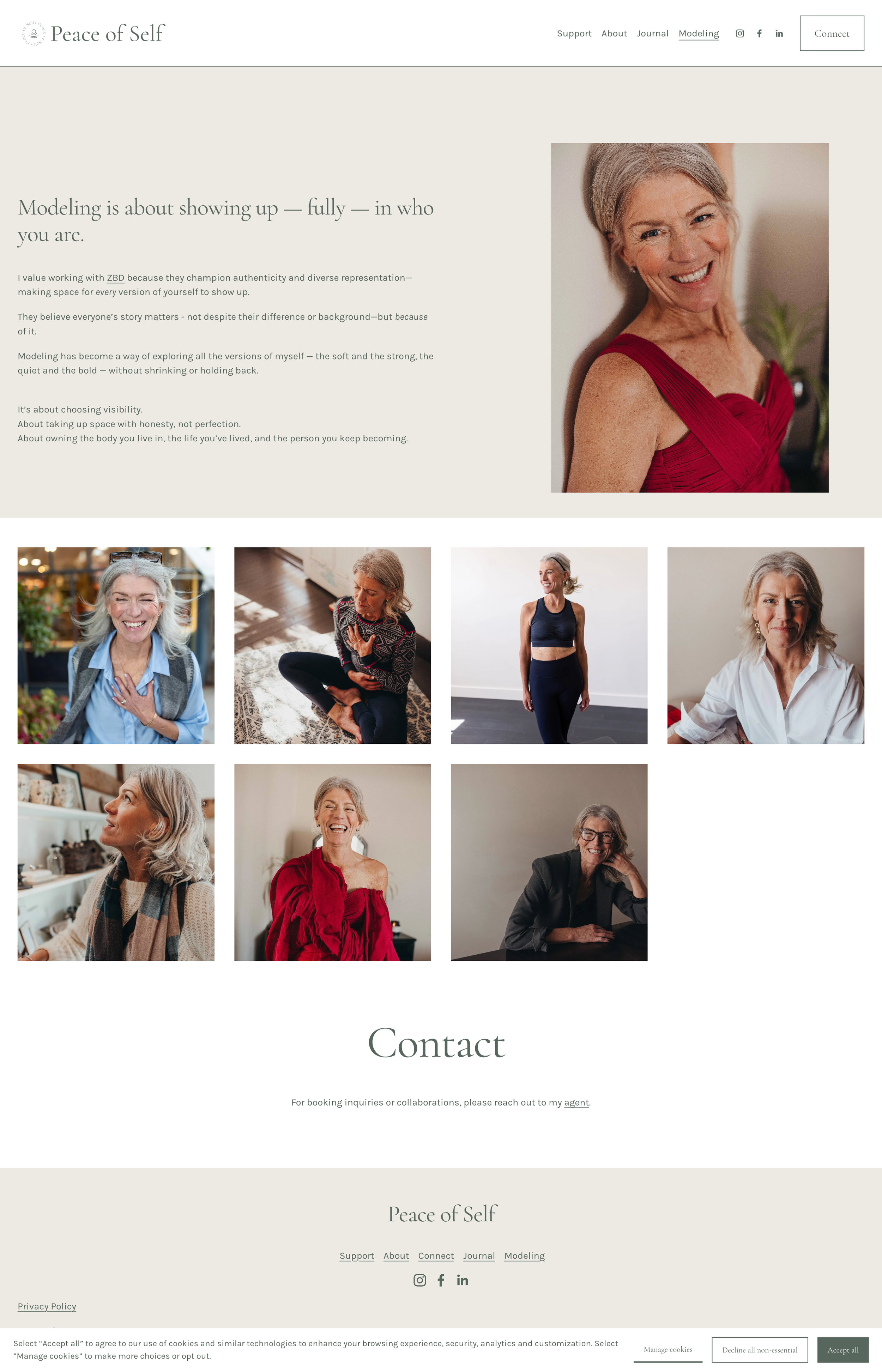 Portfolio page - overview of modeling shoots