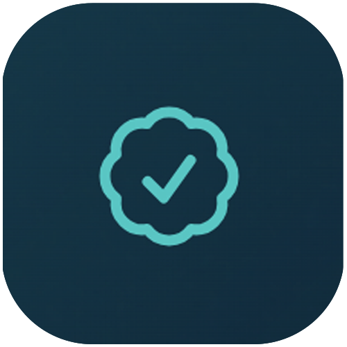 Icône de validation avec une coche à l'intérieur d'un cercle scallopé