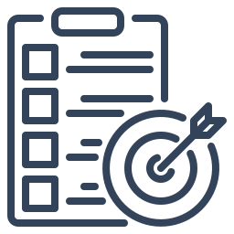 Liste de tâches avec un icône de cible et une flèche indiquant l'objectif