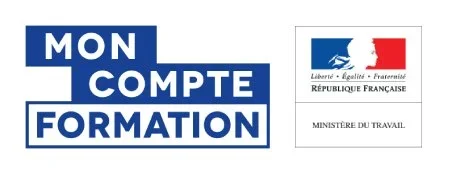 Logo de formation destiné au ministère du Travail en France, avec le texte "Mon Compte Formation" et le drapeau français avec Marianne.