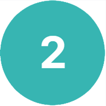 Un cercle teal avec le chiffre 2 blanc au centre.