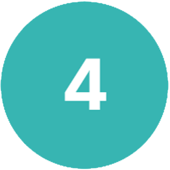 Un cercle turquoise avec le chiffre blanc '4' au centre.