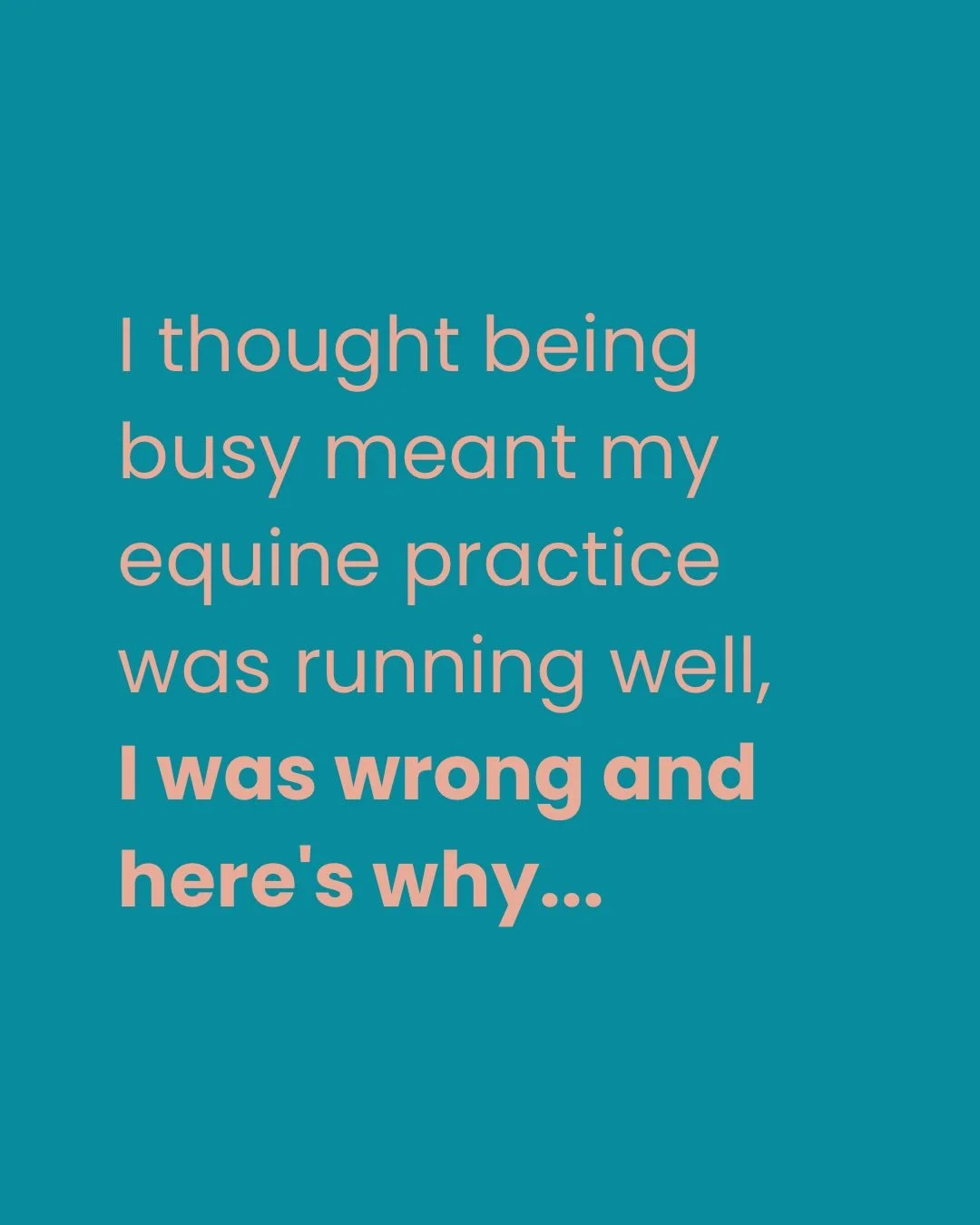 Being busy is something a lot of equine practitioners aim for at the start, because it feels like proof that what you&rsquo;re doing is working. 

In some ways it is, it means people are booking, your reputation is growing and your diary is filling u