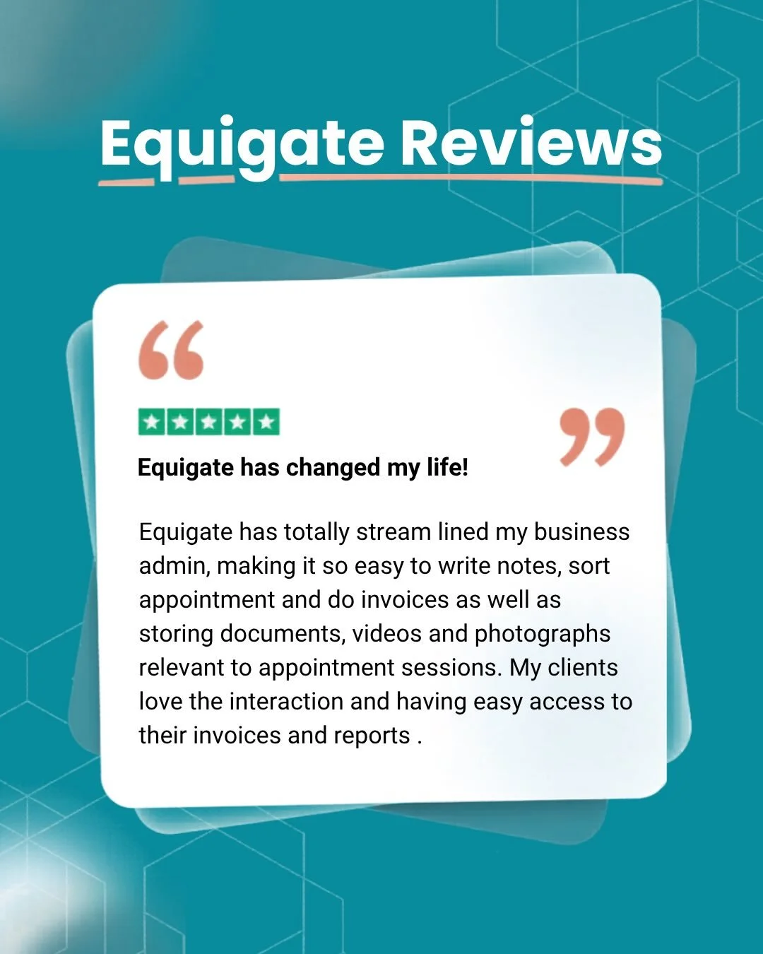 Our reviews really do speak for themselves 💖

If you&rsquo;re a practitioner and you&rsquo;re ready to make more money, make your life easier &amp; grow your business... Equigate is the app you need!

Comment &lsquo;DEMO&rsquo; below for a walkthrou
