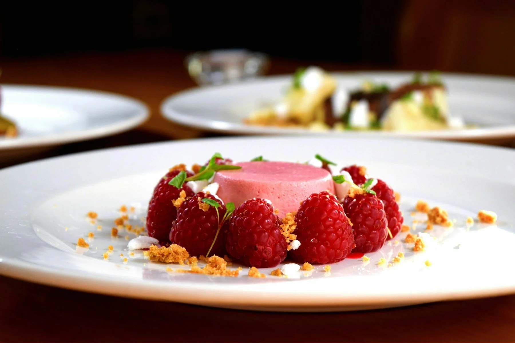 Raspberry dessert with a pink parfait