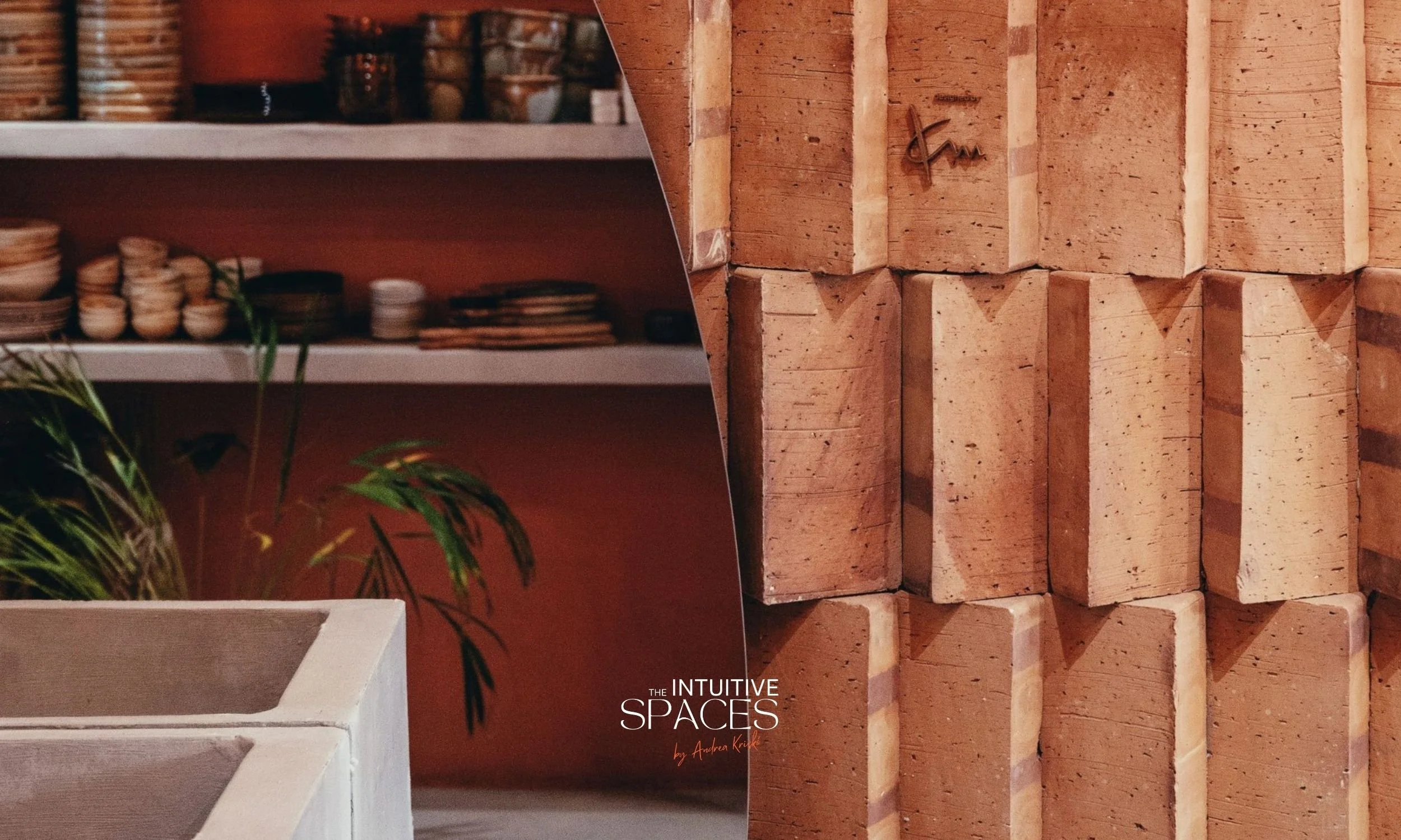Interior detail of custom designed brick wall