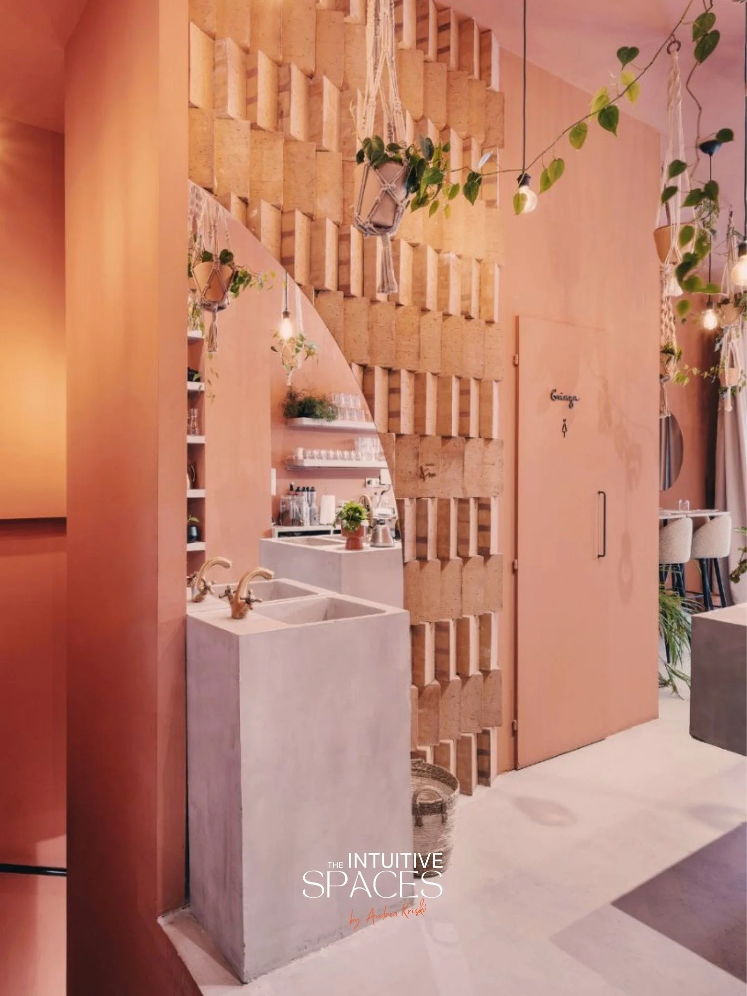 Custom design brick wall with microcement washbasin