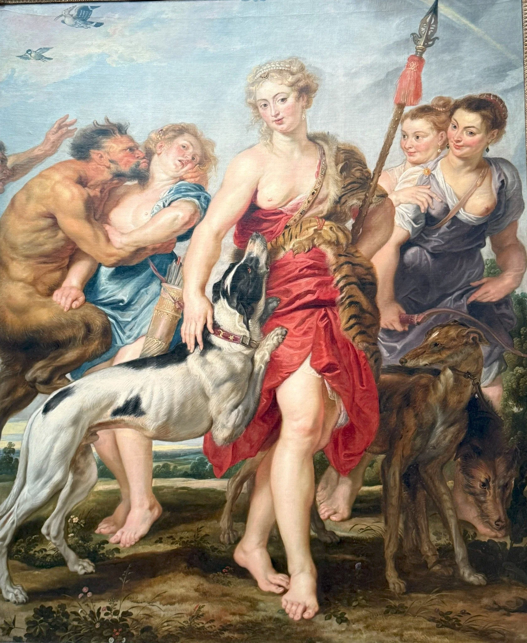 &quot;Diana and Her Nymphs Departing for the Hunt&quot; (c.1615) Peter Paul Rubens.  This painting captures Baroque drama through vivid color and expressive movement. Diana stands poised with divine symbols, surrounded by animated nymphs and mythic f