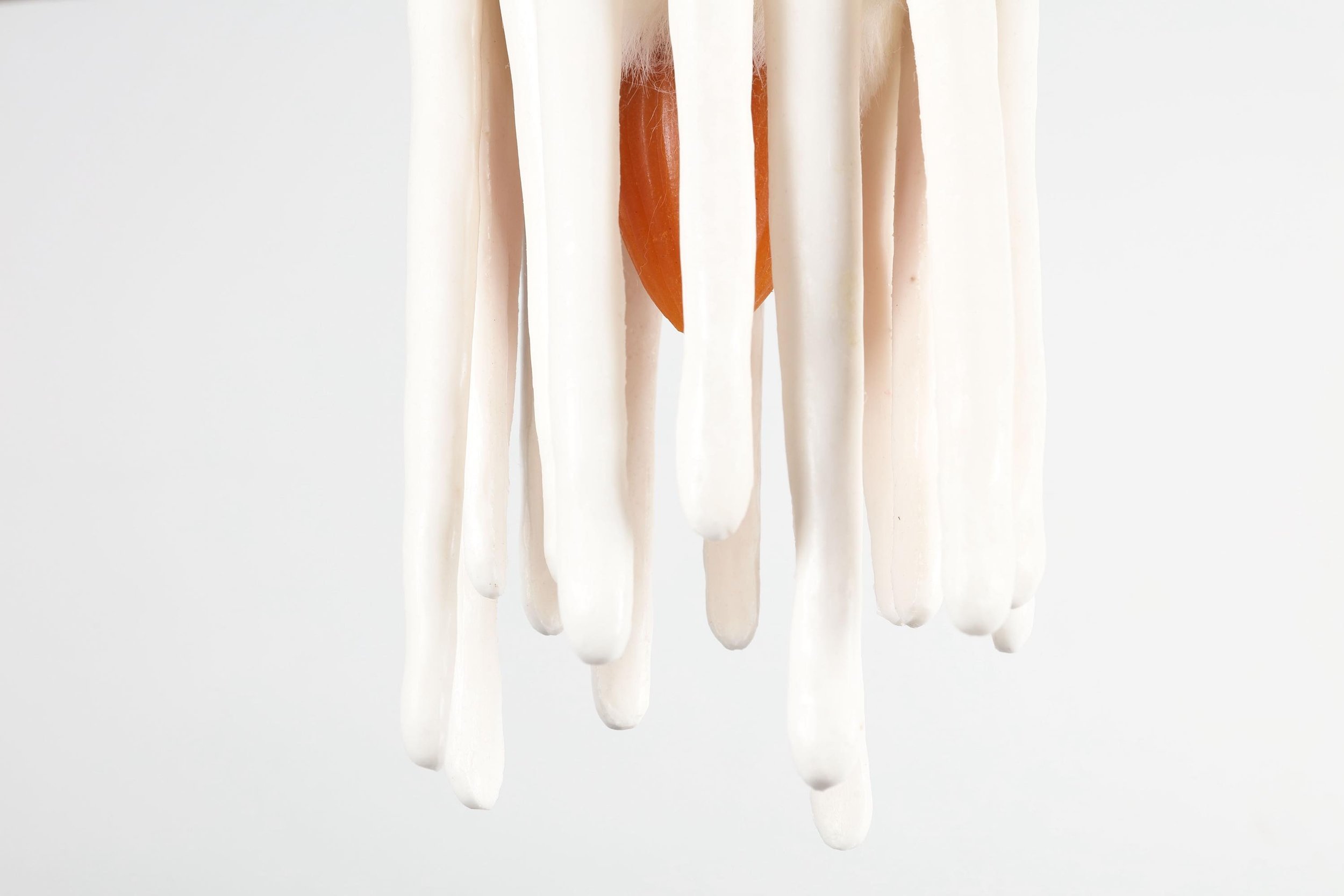 Prayer (cnidaria), 2025, h.35 x w.28 x d.28 cm, Silicone, licorice, turmeric, paprika, pigment, rabbit fur, lotus seeds
