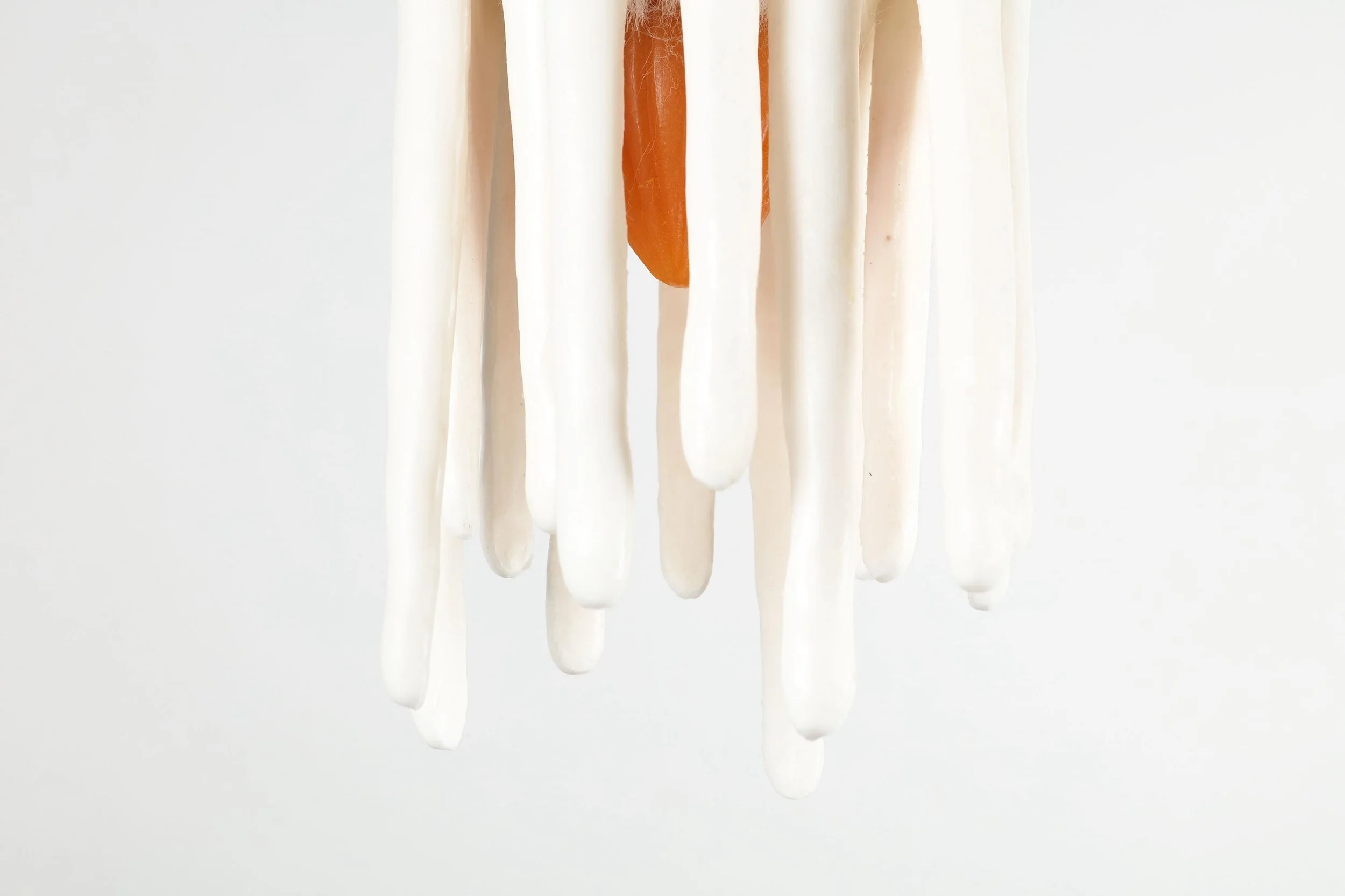 Prayer (cnidaria), 2025, h.35 x w.28 x d.28 cm, Silicone, licorice, turmeric, paprika, pigment, rabbit fur, lotus seeds