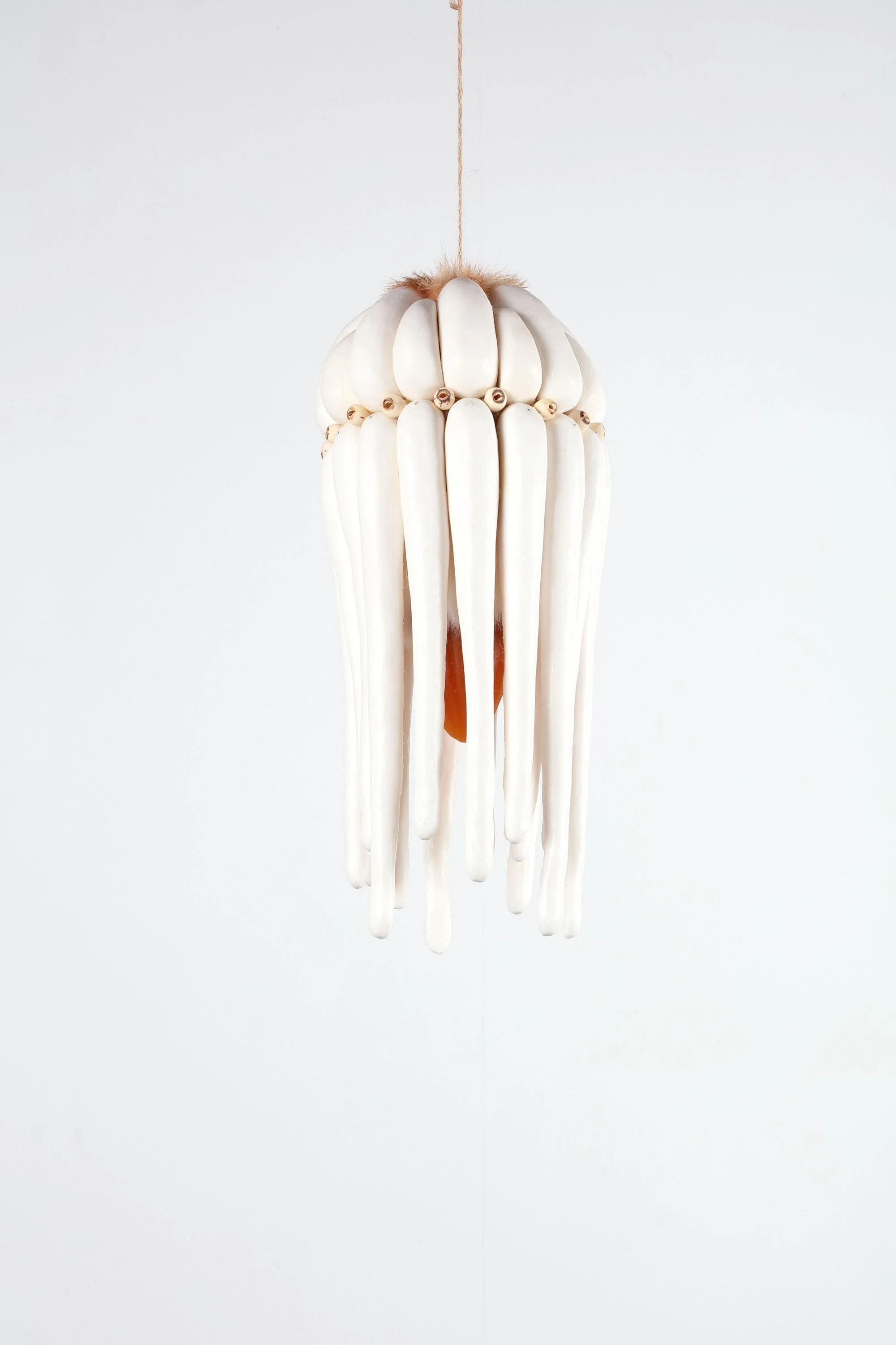 Prayer (cnidaria), 2025, h.35 x w.28 x d.28 cm, Silicone, licorice, turmeric, paprika, pigment, rabbit fur, lotus seeds
