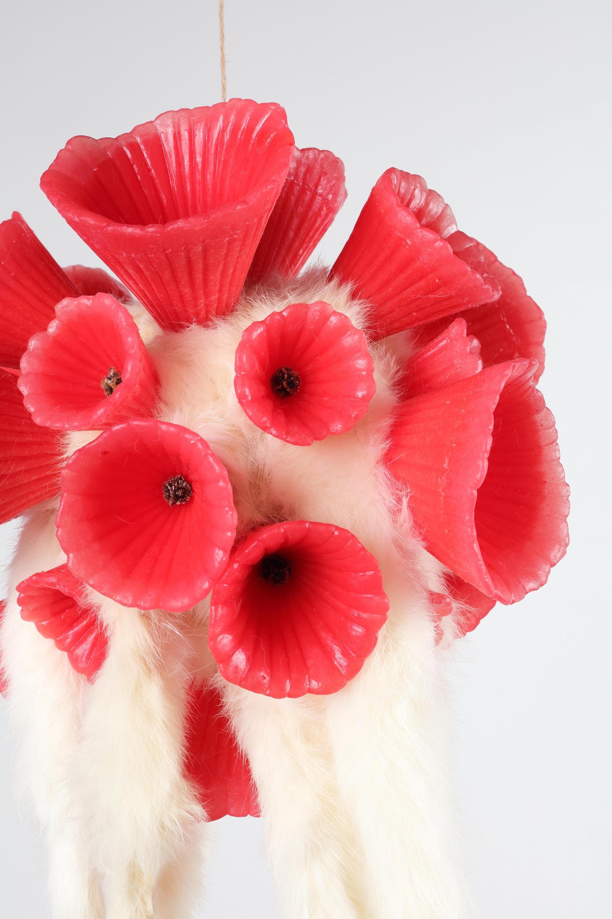Prayer (calyx), 2025, h.48 x w.30 x d.30cm, Silicone, pigment, rabbit fur, flower calyx