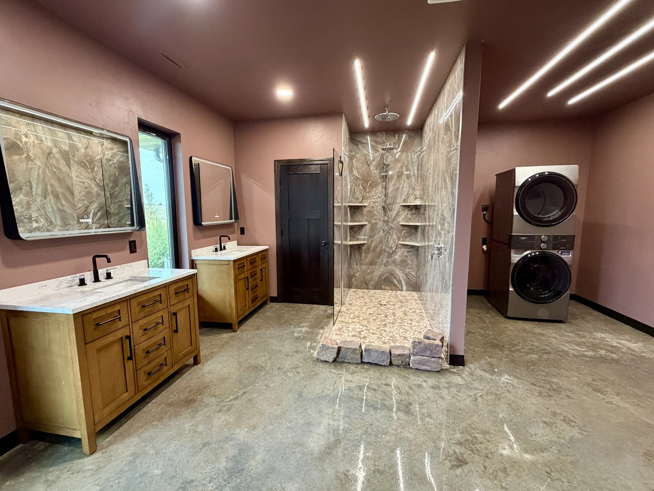 master bathroom shower and closet