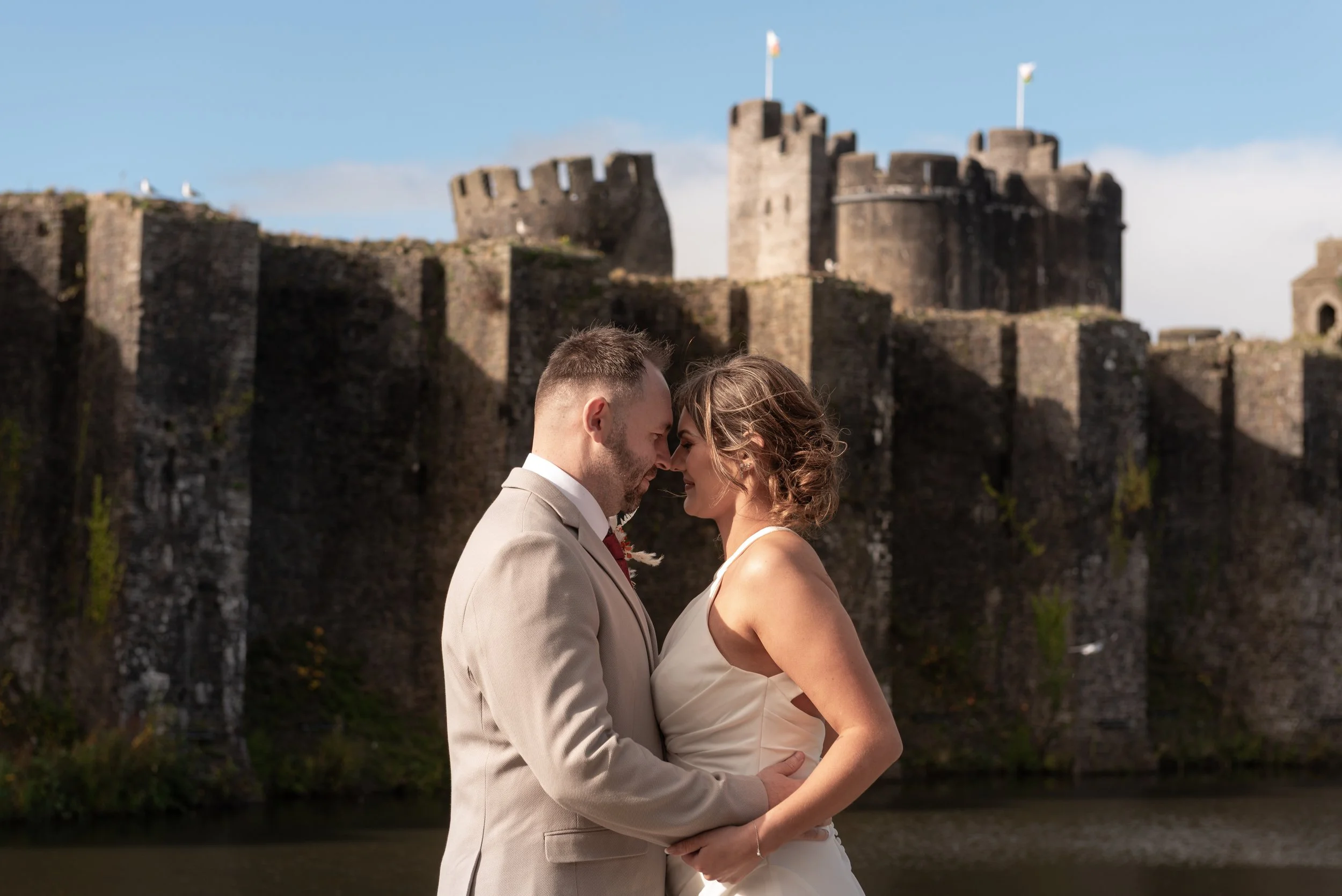 castle elopement photos caerphilly