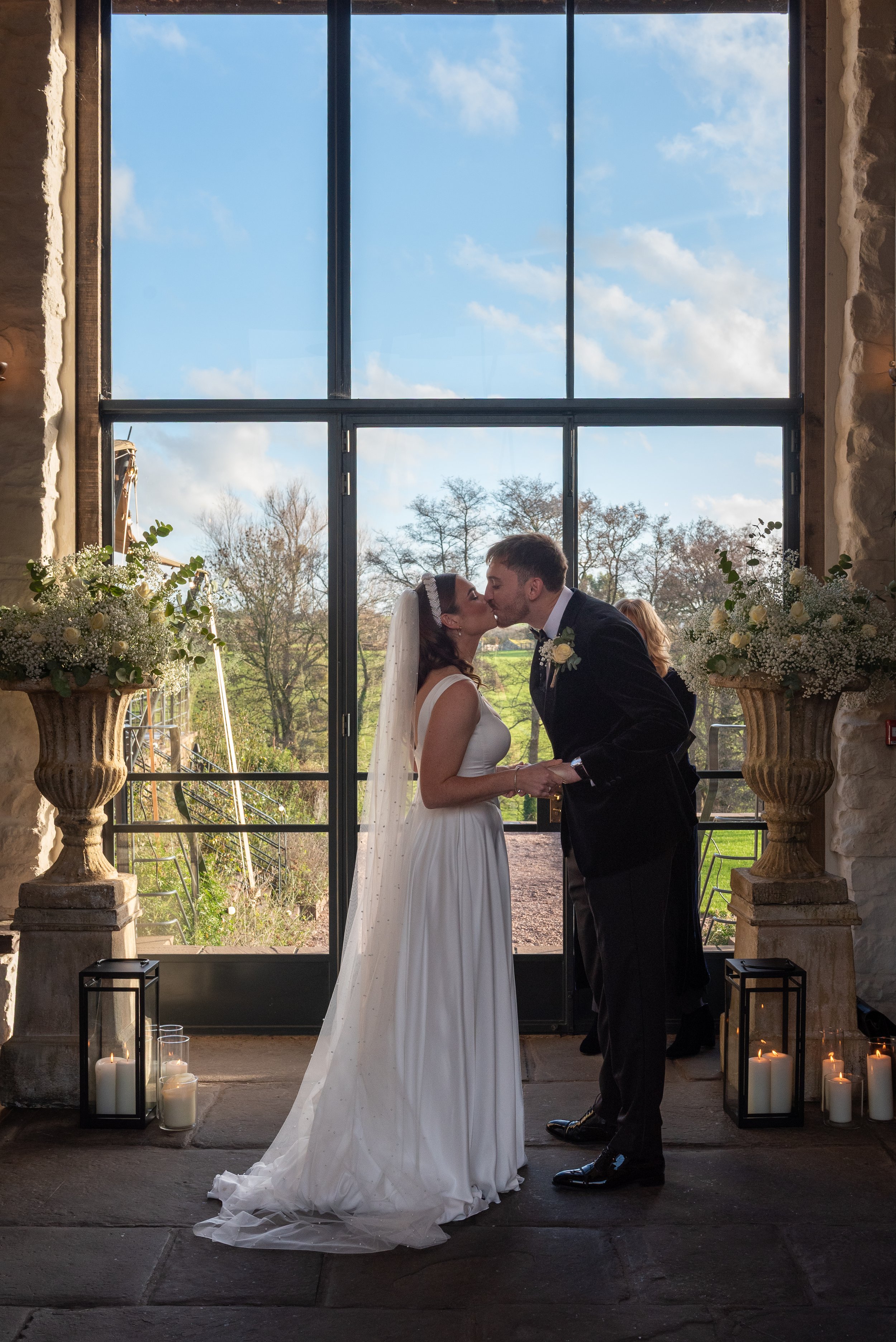 first kiss at llantilio house, abergavenny wedding venue