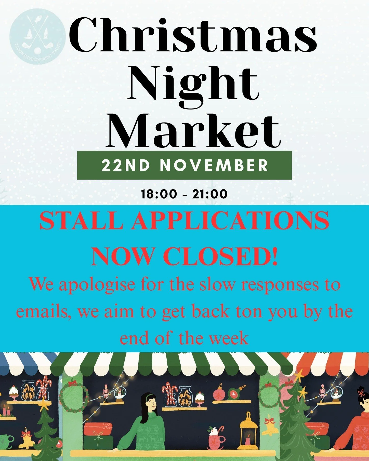STALL APPLICATIONS HAVE NOW OFFICIALLY CLOSED!
We have had so many businesses and vendors contact us with interest. Due to this high demand we sadly need to close the application window. Anyone who has emailed prior to 20:00 today should expect a r