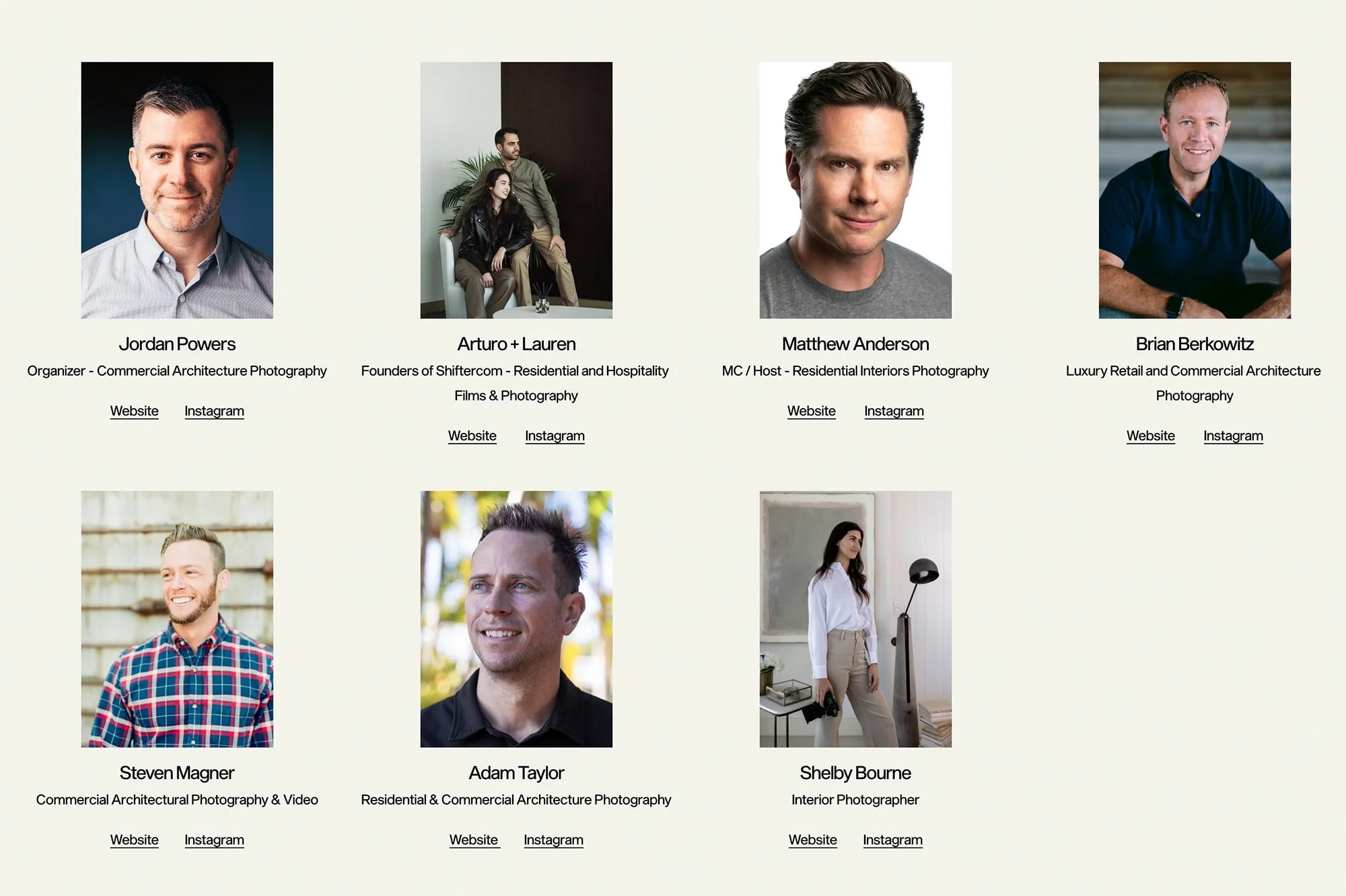 The Shifter Summit 2024 organizing committee, a group of architectural photographers from across the country