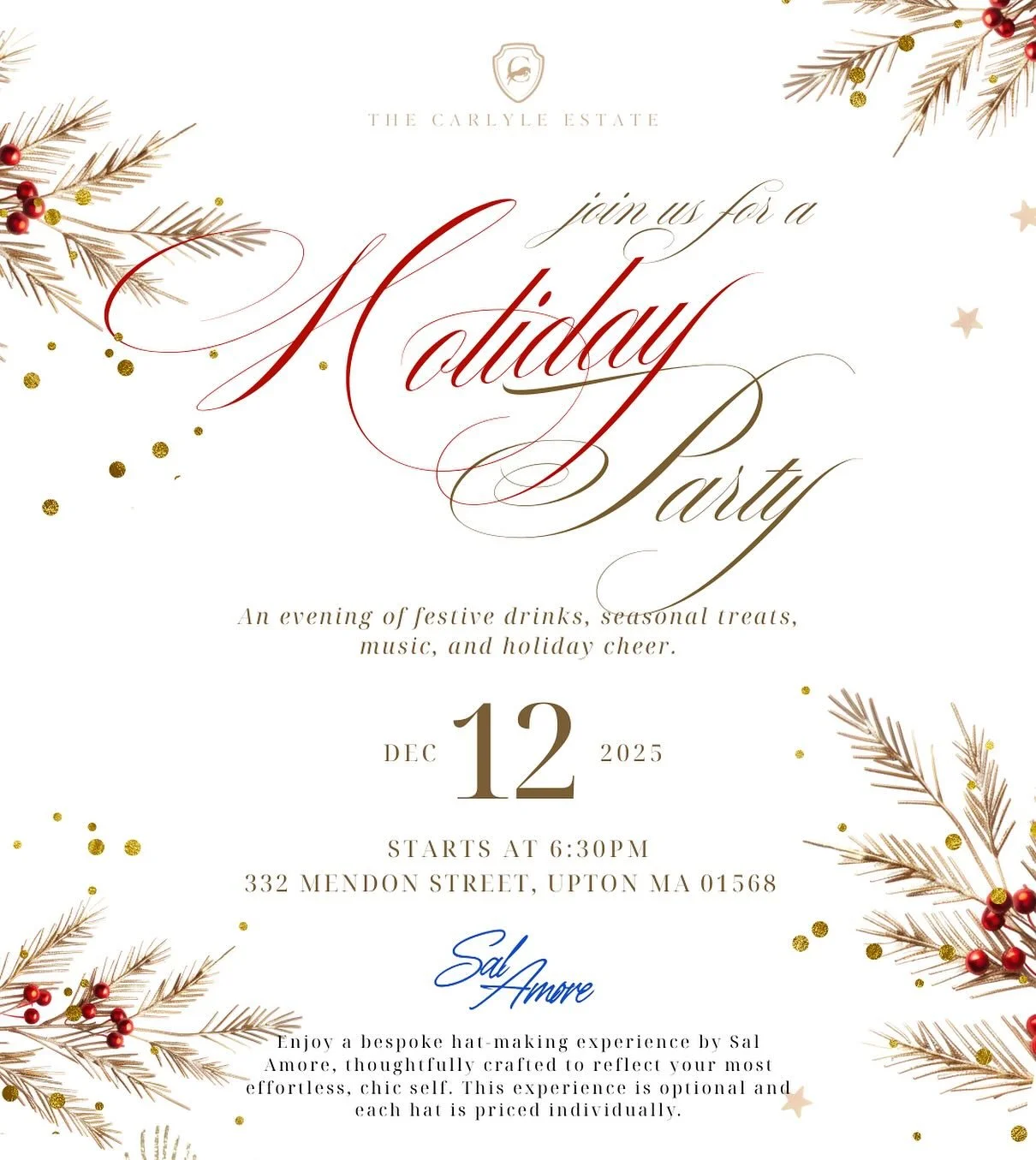 ✨Our favorite season is back, and we&rsquo;re ready to celebrate&mdash;preferably with something festive in hand. Join us for great food, good cheer, and holiday cocktails. We&rsquo;re also hosting a bespoke hat bar pop-up by @shopsalamore -ideal for