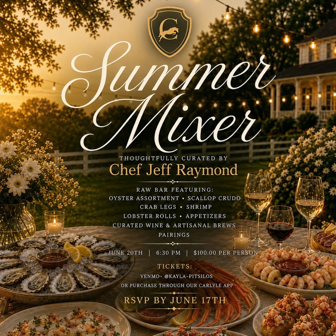 ✨Good food, good company, and golden hour.

Join us June 20th for our Summer Mixer featuring a raw bar, lobster rolls, seasonal appetizers, and curated wine &amp; artisanal brews by Chef Jeff Raymond. 

RSVP by June 17th!
🎟️ Tickets: 100.00 per pers