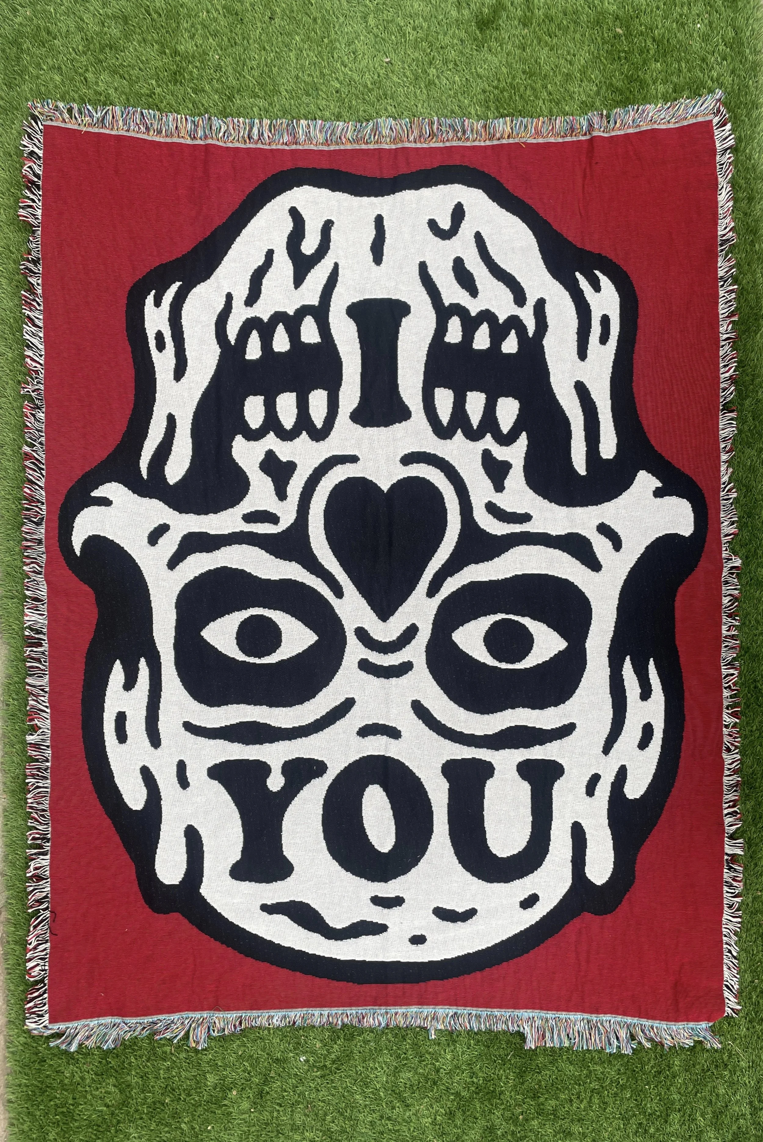 I Love You skull - woven blanket