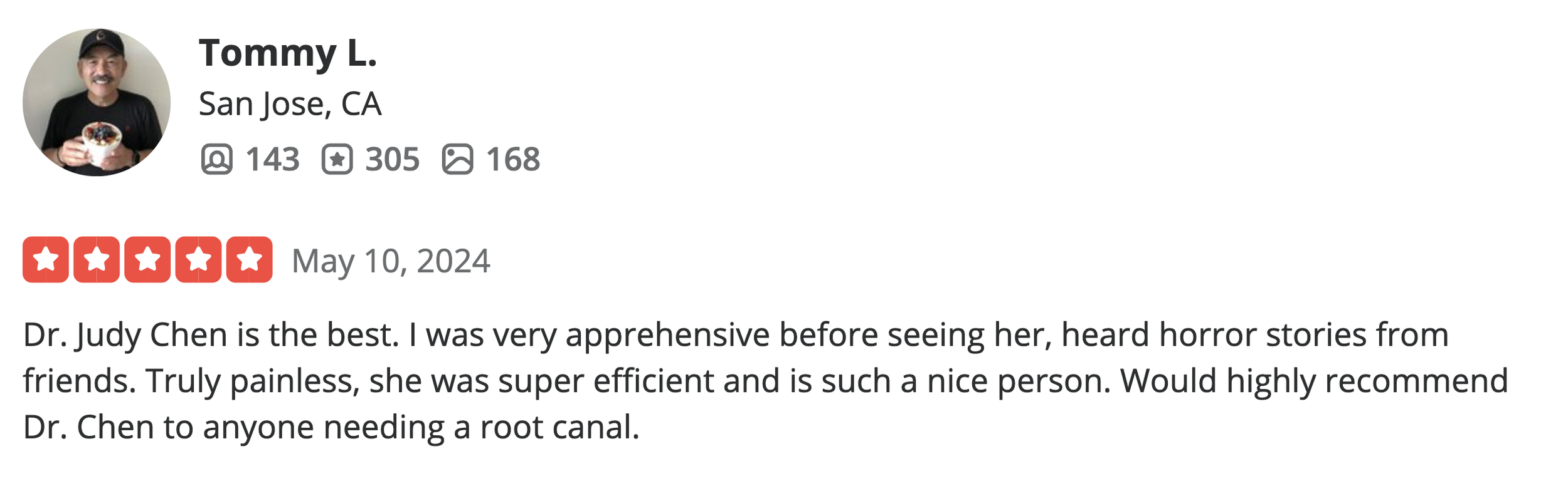 Dr. Judy Chen Root Canal Yelp Review