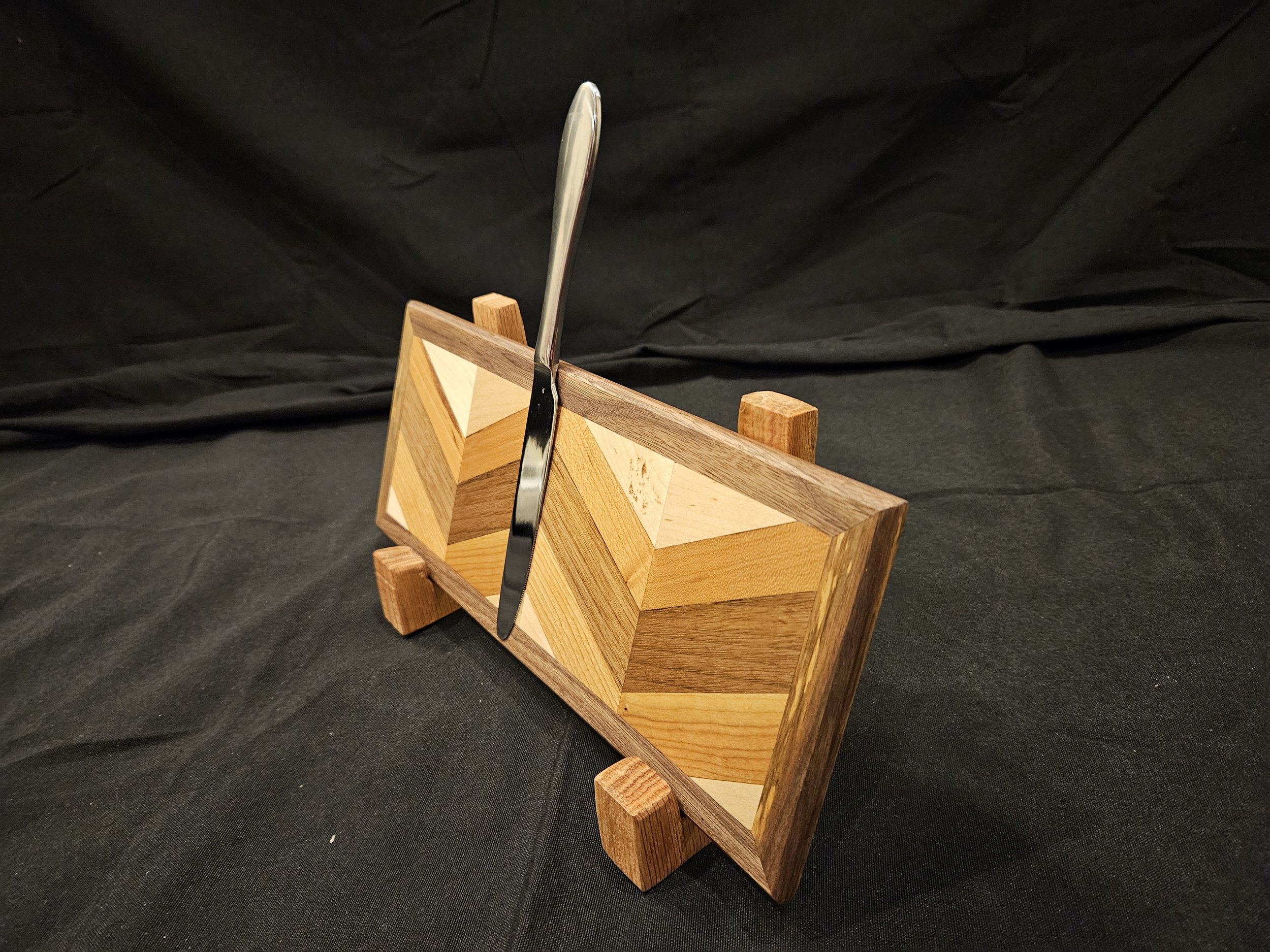 Herringbone Pattern Magnetic Knife Holder - Walnut, Maple, and Cherry Wood