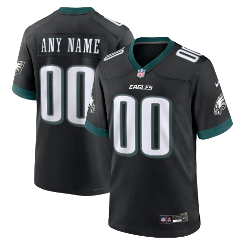 Men's Black Philadelphia Eagles Alternate Custom Game Jersey