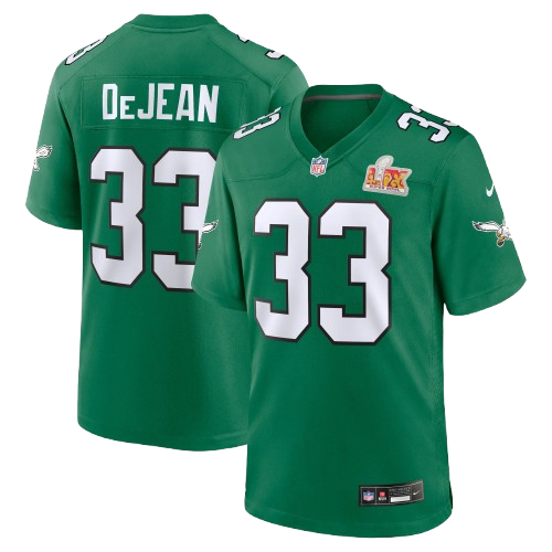 Philadelphia Eagles #33 Cooper DeJean Throwback Limited Jersey Kelly Green W/ Super Bowl Patch