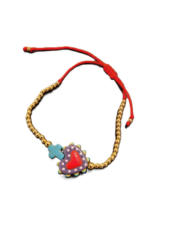 Z9278 - GOLD TONE BEADDED BRACELET WITH HEART.png