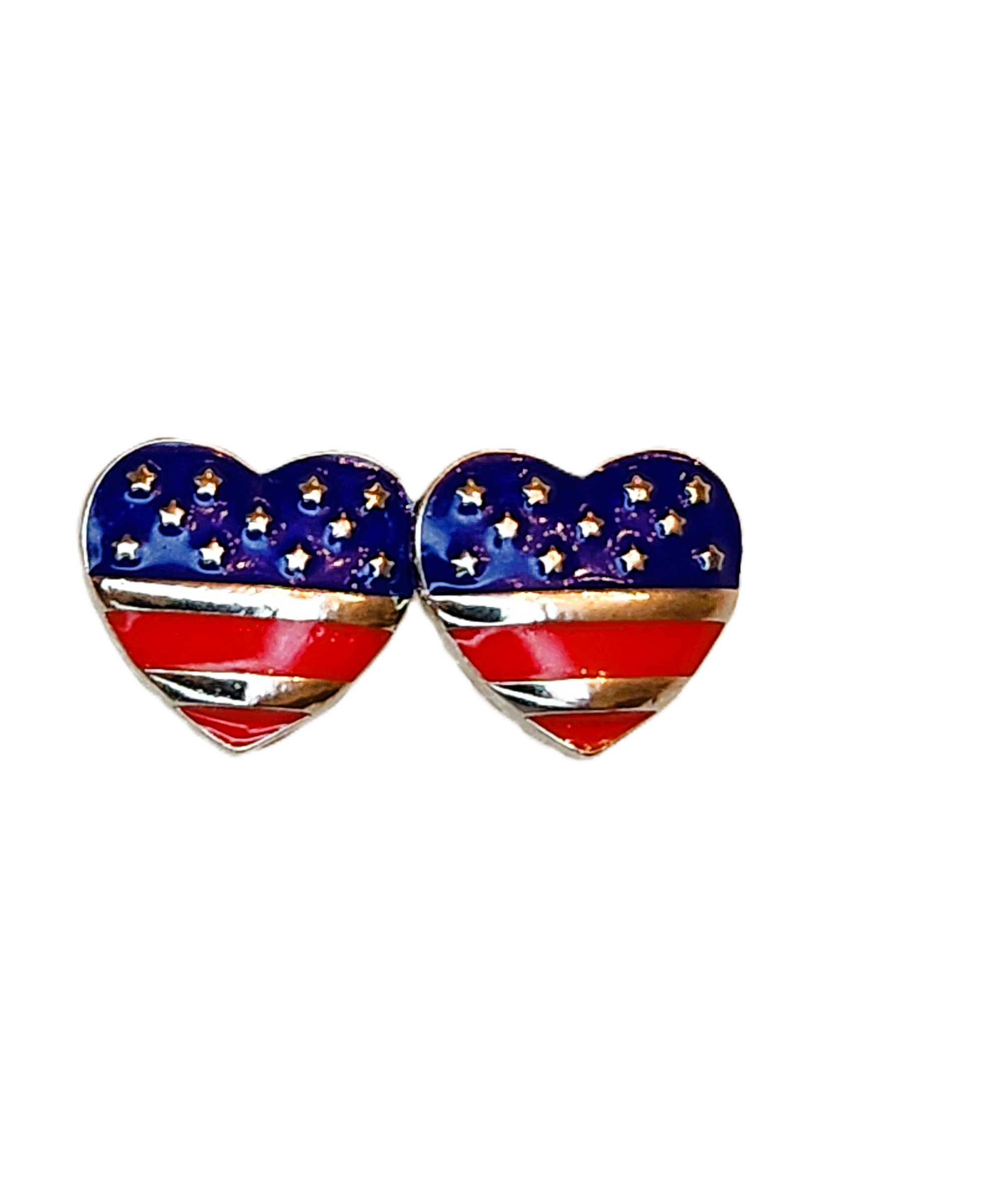 HEART SHAPED RED-WHITE-BLUE EARRINGS
