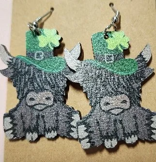 HIGHLAND COW ST. PATRICKS EARRINGS