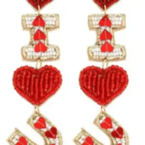 4-TIER HEART POST "I LOVE U" EARRINGS
