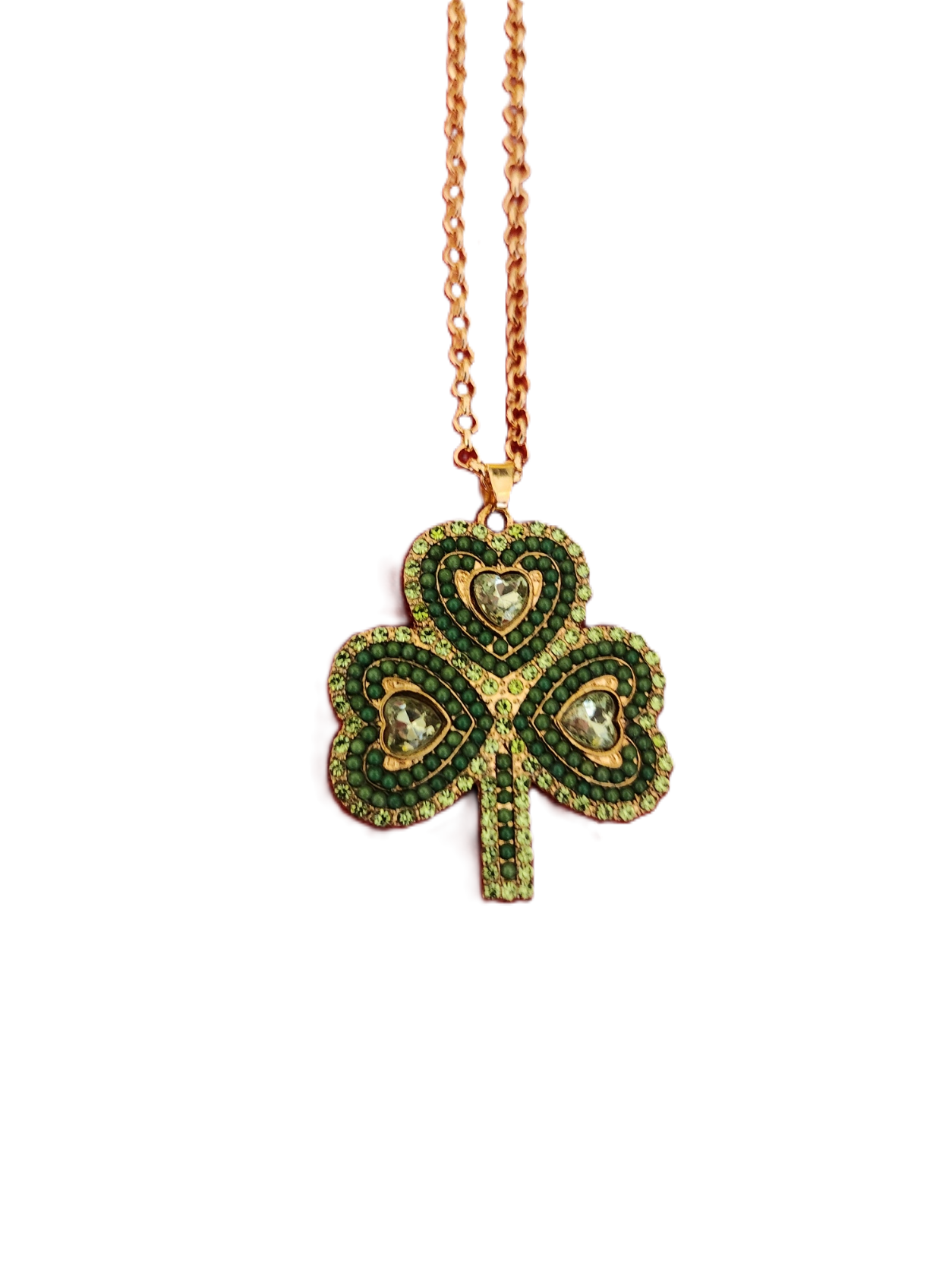 Z8337 - FOUR LEAF CLOVER NECKLACE WITH GREEN STONES.png