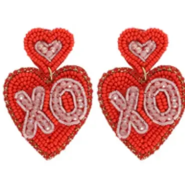XO RED HEART EARRINGS