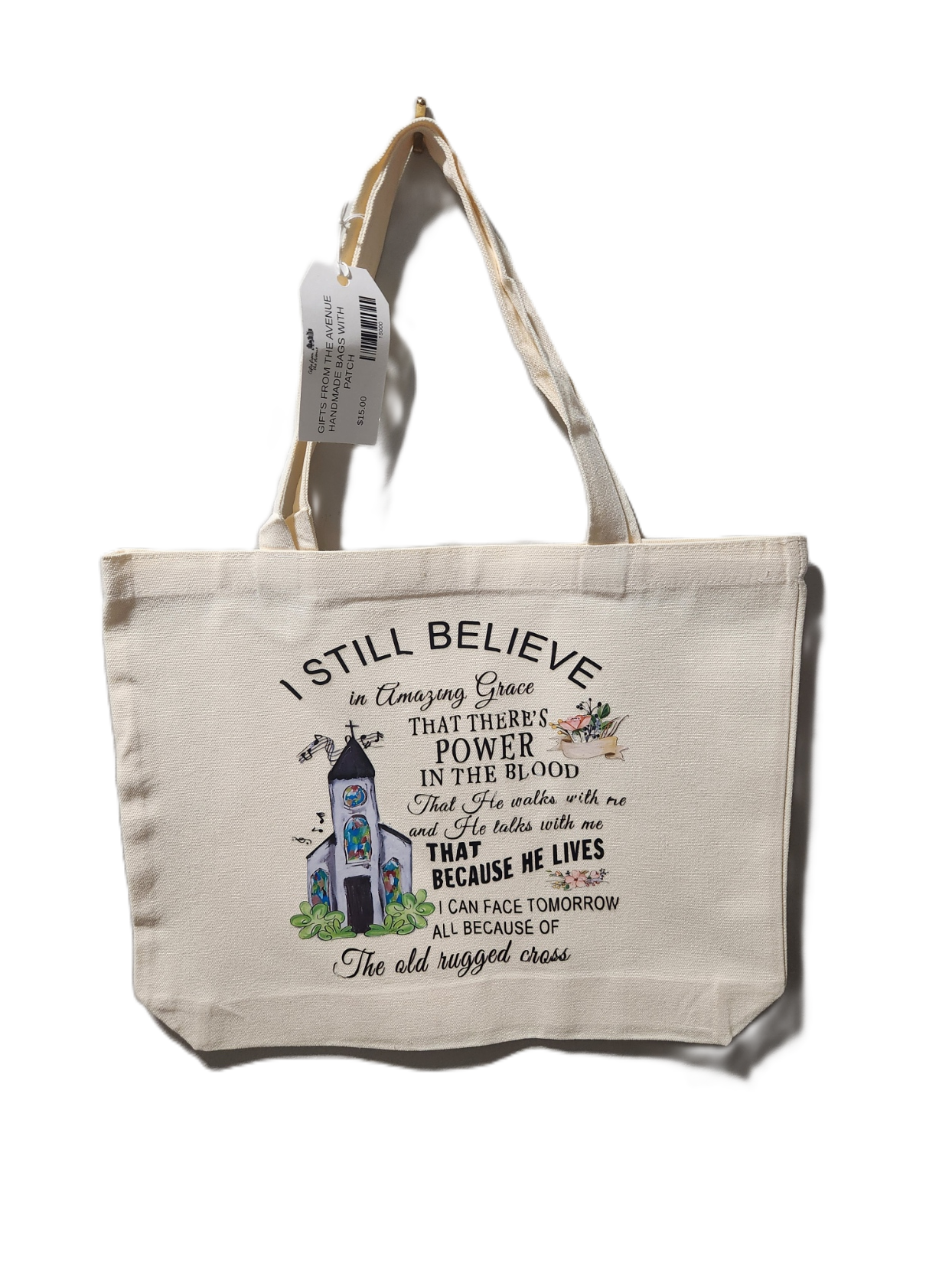 TOTE BAG WITH HANDE MADE PATCH - I STILL BELIEVE